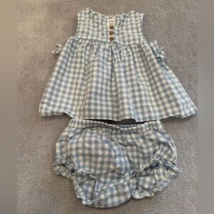 Blue Gingham baby Dress Set